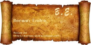 Berman Endre névjegykártya